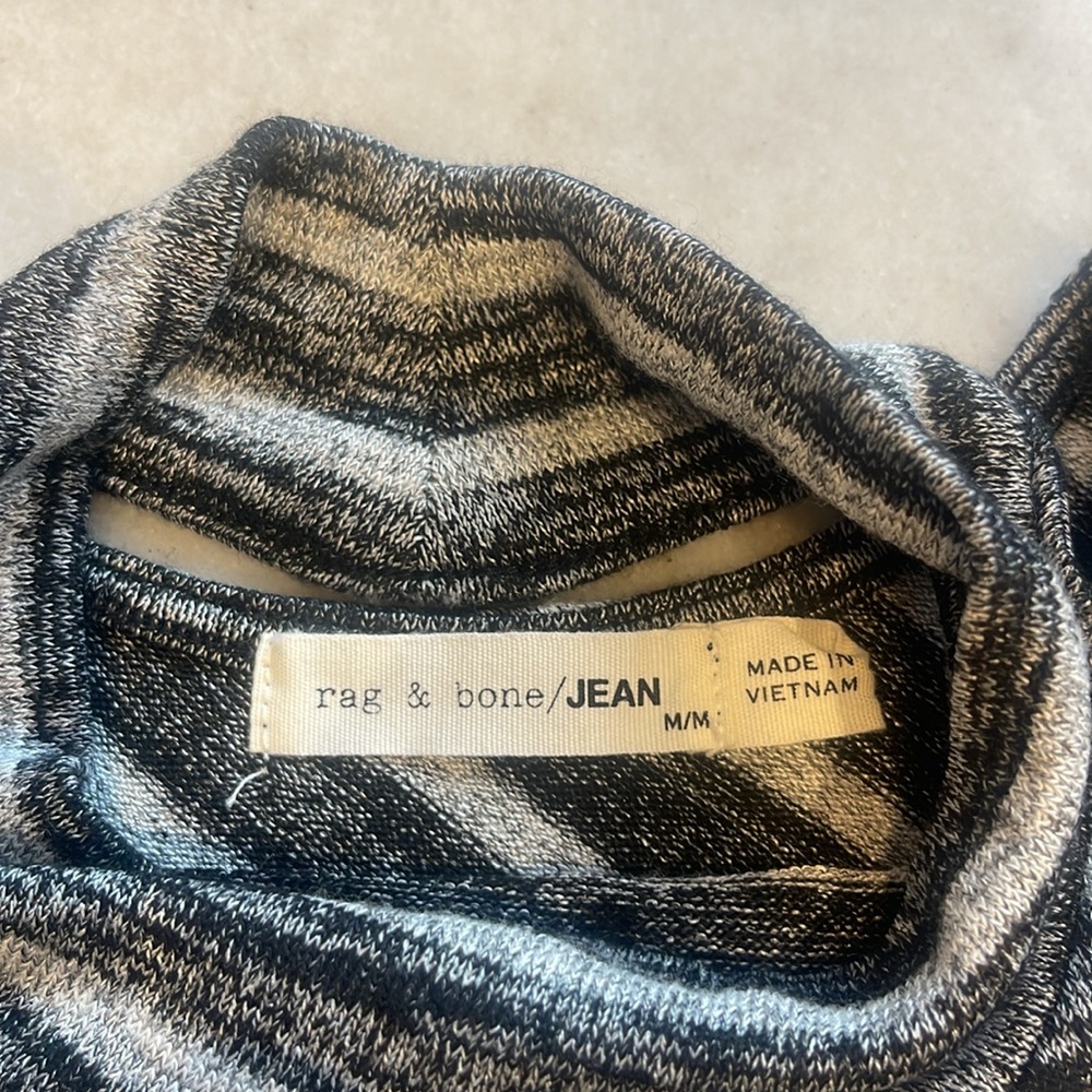 NWOT RAG & BONE GRAY STRIPE MOCK NECK SLEEVELESS TOP. M - Picture 8 of 9